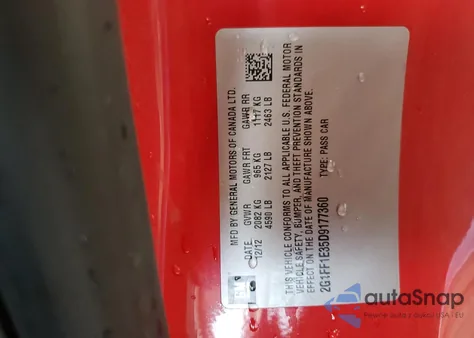 2013 Chevrolet Camaro Lt из США, поврежденный, VIN 2G1FF1E35D9177360